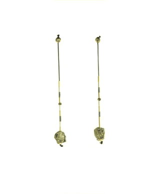 cercei Supernova cu cristal de pirita din gold filled de 14k/20 si argint