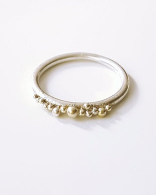 inel Sleeping Beauty din argint si granulatie aur 14k si argint