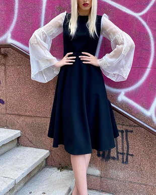 ROCHIE MIDI CU MANECI TIP IE DIN MATASE