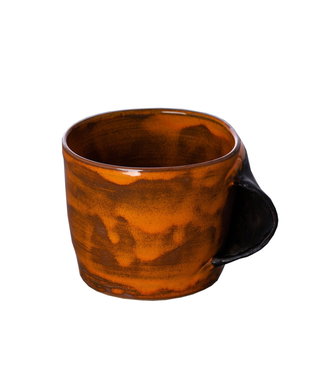 Cana din ceramica handmade de luat in brate. Hug Mug Orange/Black
