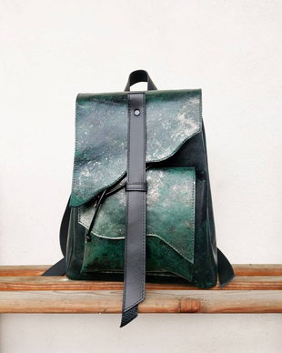 Rucsac piele cu buzunar exterior Takka