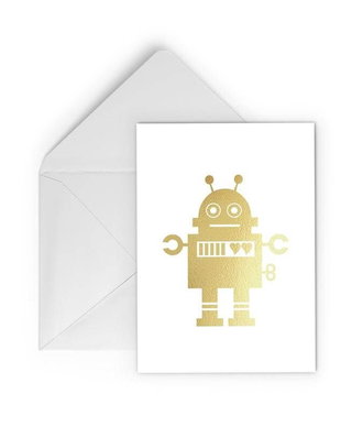 Felicitare Robot indragostit, colaj gold foil