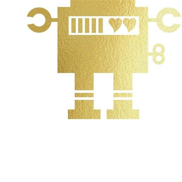 Felicitare Robot indragostit, colaj gold foil