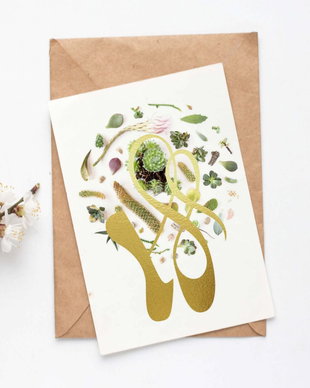 Felicitare Poate Balet, colaj gold foil