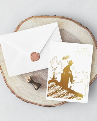 Felicitare Cosar, colaj gold foil