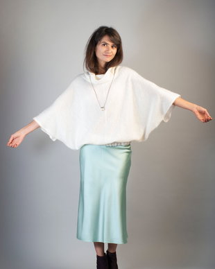 Fusta matase pe bie / Slip skirt Smooth Turcoise Unicat