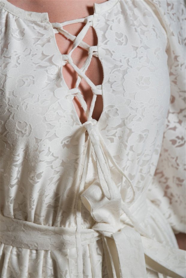 Rochie din bumbac alb cu imprimeu