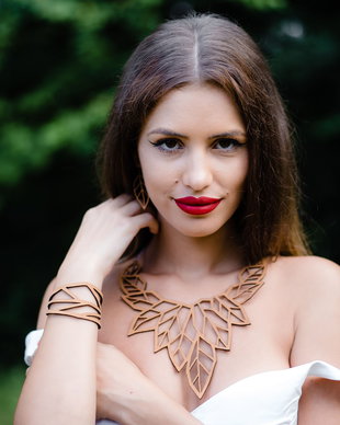 Set din piele cogniac Hera