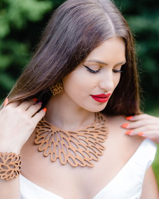 Set din piele cogniac Hera