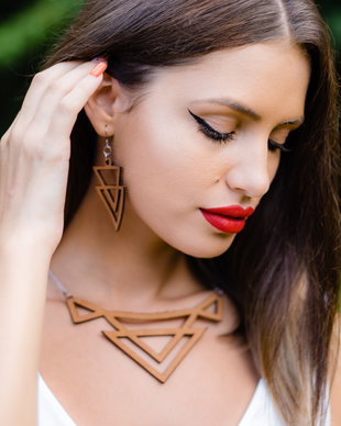 Set din piele cogniac forme geometrice