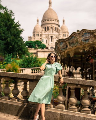 Rochie din in Minty