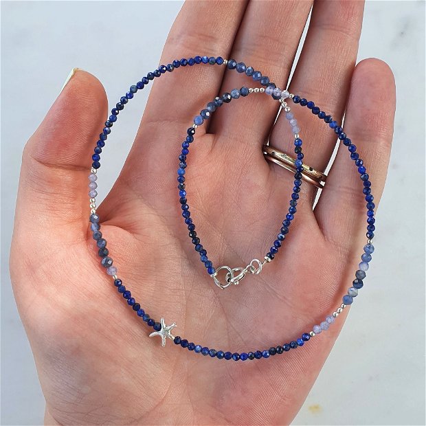 Colier Lapis Lazuli, Tanzanit, Sodalit&Steluță de Mare