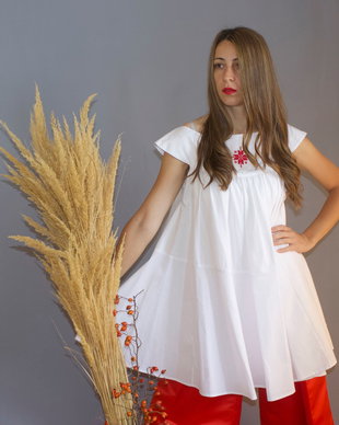 Bluza/rochie larga cu motiv tradițional românesc