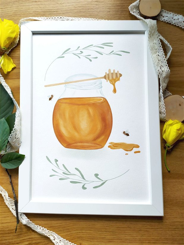 Ilustratie A4 inramata borcanul cu miere