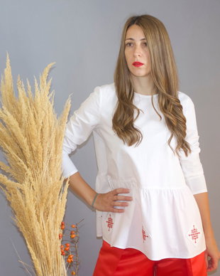 Bluza bumbac cu motive tradiționale romanesti