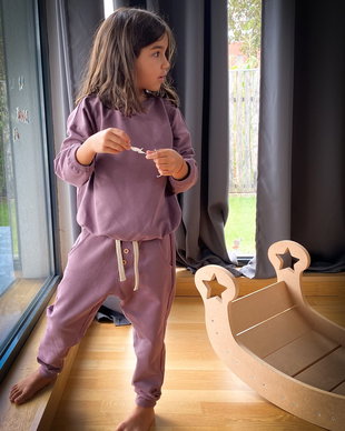 Pantaloni din bumbac organic Mauve