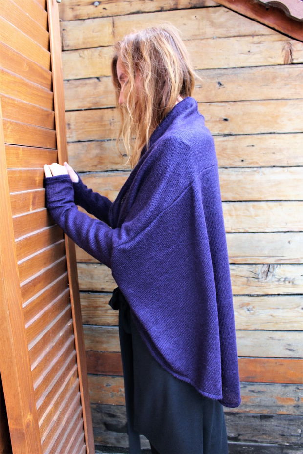 Cardigan mov inchis oversized