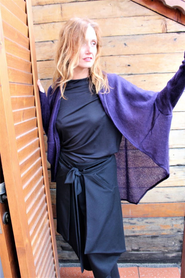 Cardigan mov inchis oversized