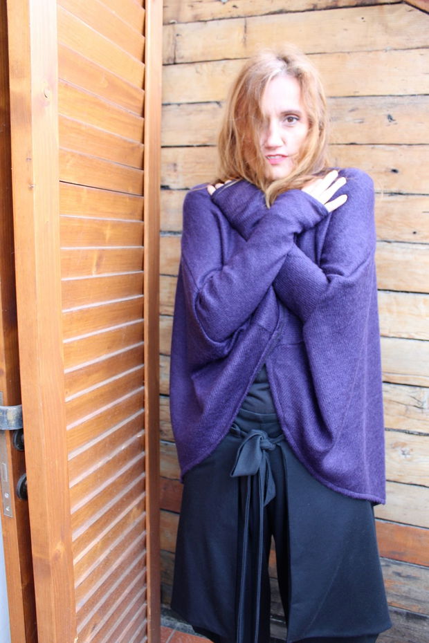 Cardigan mov inchis oversized