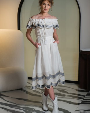 Rochie midi din bumbac cu broderie