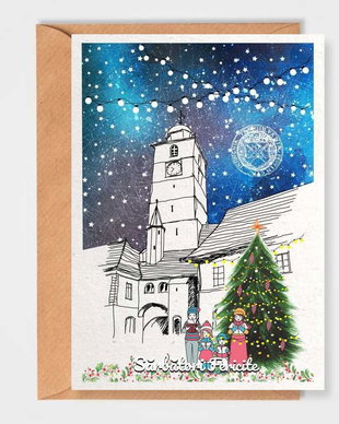 Felicitare de Craciun, Sibiu, Turnul Sfatului
