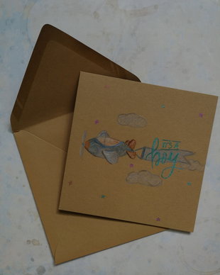 Felicitare pictata manual watercolor