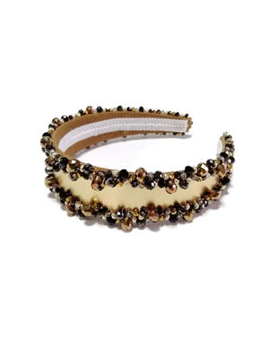 Cordeluta din piele aurie brodata cu margele