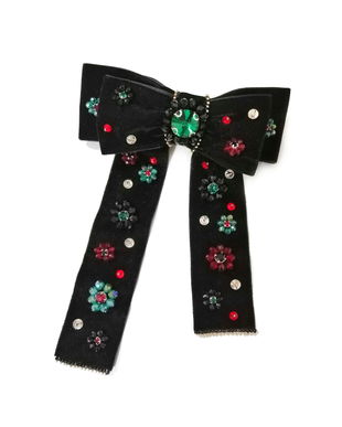 Agrafa tip fonta din catifea si cristale Swarovski