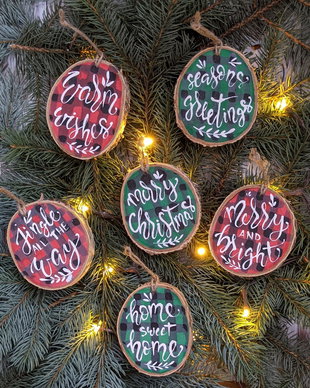 Set de 6 ornamente de Craciun PLAID