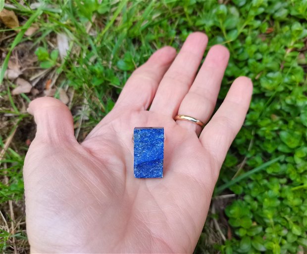 Inel Lapis lazuli druzy si Argint 925 - IN1037 - Inel albastru reglabil, inel pietre semipretioase, cadou Craciun, cadou 8 martie, cadou sotie, cadou prietena, cadou iubita, cristale vindecatoare, cristaloterapie