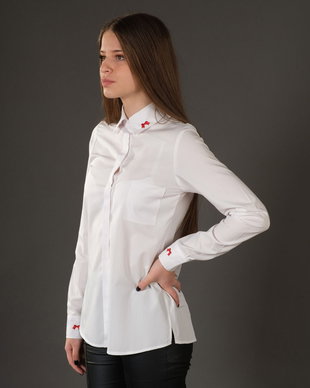 Cămașă Brodată, Red Bows, 50% bambus, 50% bumbac