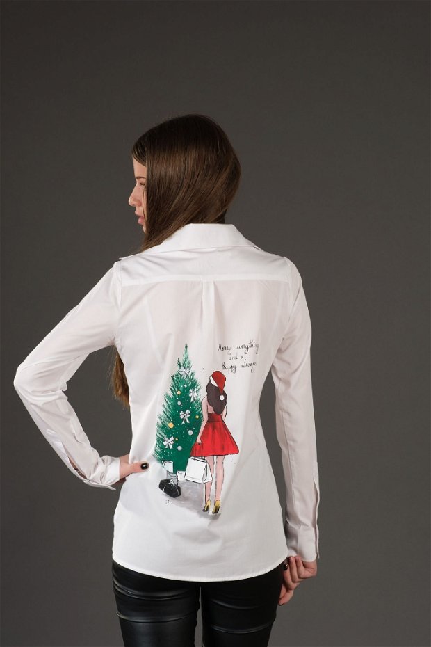 Cămașă Pictată Manual, Girl Christmas Outfit