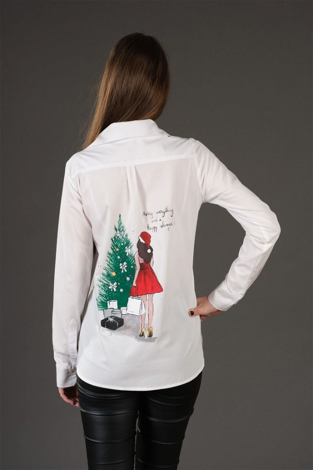 Cămașă Pictată Manual, Girl Christmas Outfit