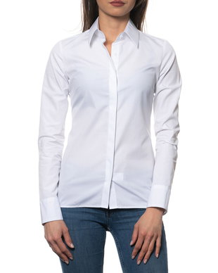 Camasa alba cu guler ascutit si broderie Minimalis