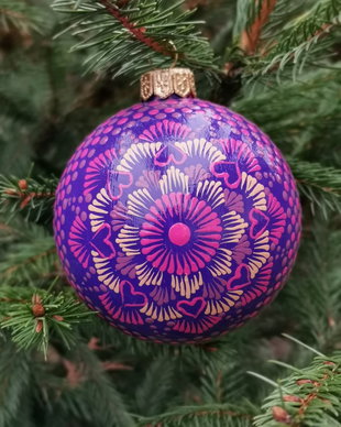 Glob pictat Pink Mandala
