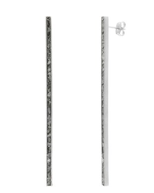 CERCEI DIN ARGINT 925 CU DIAMANTE RAW LONG