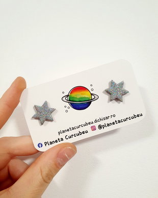 Cercei stele holografice - cu surub