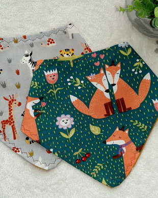 Set 2 bavete handmade - vulpite & safari