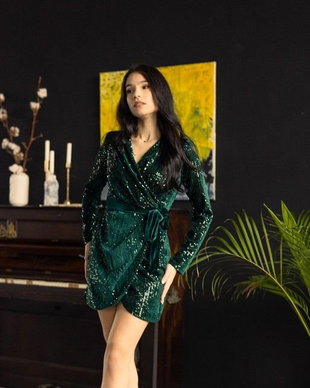 Rochie din catifea cu paiete