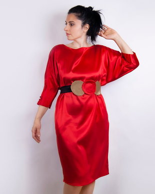 Rochie tafta pliuri - Red