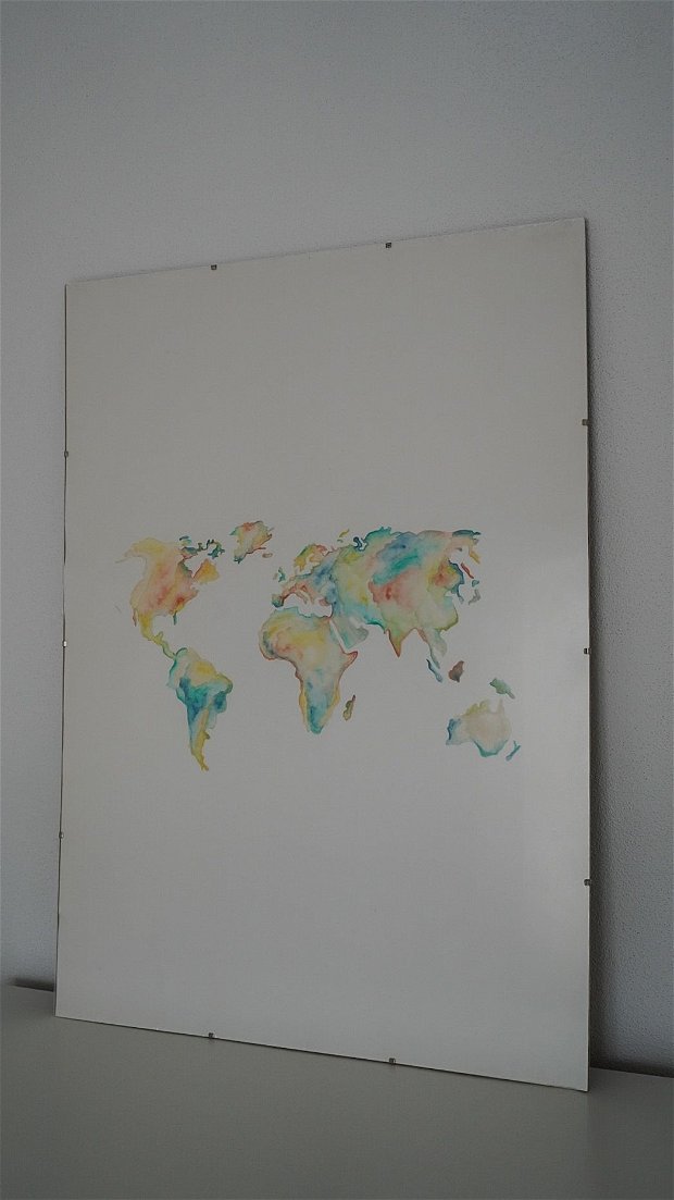 Tablou watercolor A2 WORLD MAP