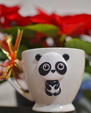 Cană cu panda din lut polimeric