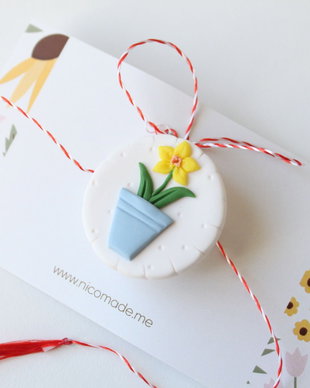 Martisor brosa - Narcisa in ghiveci