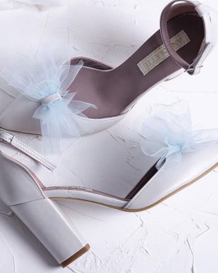 Chloe funde tulle Pantofi de mireasa, toc gros 8 cm