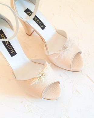 Alice Crystal Sandale mireasa, ivory, cu perle sau pietricele, piele naturala, cu platforma