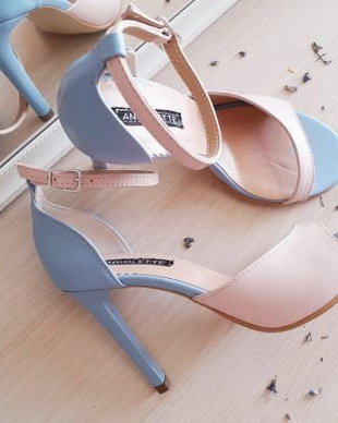 Celine Pastel sandale bleu & roz pudra piele naturala