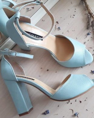 Sandale mint toc gros sandale mireasa piele naturala