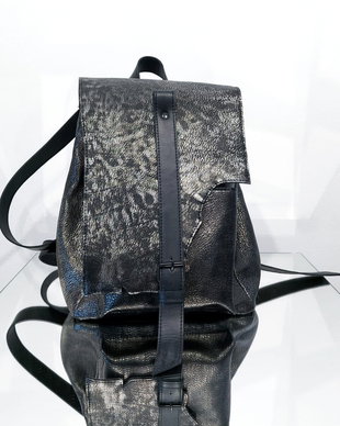 Rucsac piele si buzunar exterior Black Sparrow