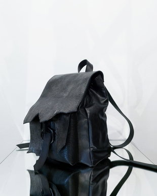 Rucsac piele si buzunar exterior Black Sparrow
