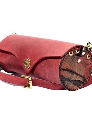 Geantă Cilindrica din Piele, "Red Velvet Strudel"